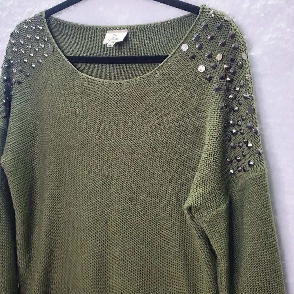 Hot & Delicious Green Studed Sweater Size M/L - Picture 14 of 16